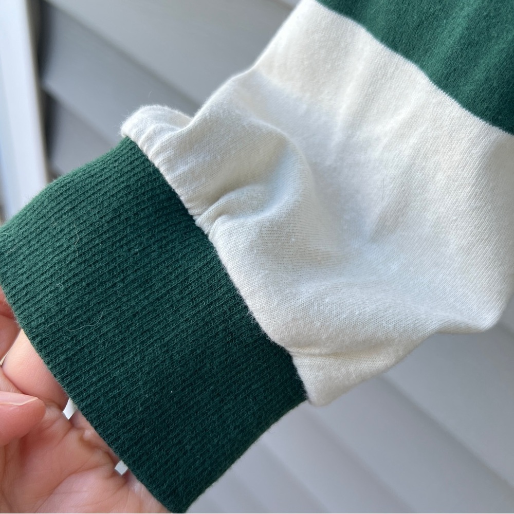 Disney Bambi Cropped Rugby Top XL Stripe Varsity Green White Long Sleeves - Picture 7 of 11